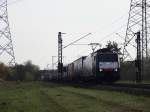 Am 29.3.14 fuhr die 189 288 mit einem KLV über die Rheinbahn durch Wiesental in Richtung Mannheim.