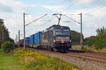 193 702 der MRCE schleppte am 11.09.22 einen Schenker-KLV-Zug durch Greppin Richtung Bitterfeld.