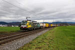 Die Br 193 717  LWR  fährt mit einem Güterzug durch Kollmarsreute Richtung Norden.