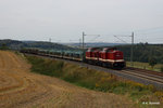 DGS 61464 von Regensburg nach Zwickau Mosel mit MTEG V100 Doppel in DR rot 204 271 und 204 425 bei Herlasgrün im Vogtland am 03.09.2016.