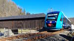 Am 12.3.22 war 648 101 als Testfahrt auf der Zschopautalbahn unterwegs, hier ist der Triebwagen an der Hennersdorfer Holzbrücke zu sehen.