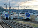 Die Elektrotriebzüge 153 & 854 waren Mitte März 2021 in Wuppertal-Unterbarmen unterwegs.