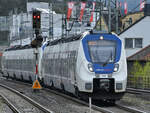 Auf dem Ferngleis in Wuppertal-Unterbarmen war Ende April 2021 das Triebzugduo 158 & 374 von National Express zu sehen.