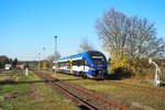 632 030 der NEB (VT 632.011) fährt als RB 63 (Schorfheidebahn) (61363) von Gleis 3 nach Templin Stadt.

Joachimsthal, der 06.11.2022 