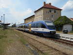 NEB VT738,von Templin Vorstadt nach Löwenberg,hielt,am 10.Juni 2018,in Templin.