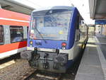 VT010 - (NVR-Nummer  95 80 0650 542-3 D NEBB) der NEB Niederbarnimer Eisenbahn als RB60 nach Wriezen im Bahnhof Eberswalde am 17.
