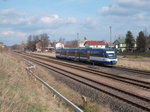 Einfahrt der NEB mit dem VT730 in den Bahnhof Werneuchen am 19.März 2016.