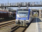 VT 007 - (NVR-Nummer  95 80 0650 539-9 D NEBB) der NEB Niederbarnimer Eisenbahn als RB63 von Britz Joachimsthal im Bahnhof Eberswalde am 17.
