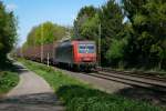 145 084 in Diensten von NIAG mit einem Containerzug am Haken auf dem Weg nach Aachen-West.