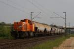 Northrail MaK G1206 Lok 9 (i.A. fr NE) mit einem Kalkzug von Neuss nach Sachtsleben in Meerbusch-Osterrath am 21.05.2011