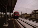 Am 17.03.2013 fuhr 270082 (223 103) durch Stendal mit einem Holzzug in Richtung Magdeburg.