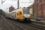 445 105-0 als RE2(RE 63864)von Wismar nach Cottbus bei der Ausfahrt im Schweriner Hbf.01.10.2016