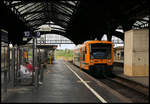 ODEG VT 650080-4 am 27.08.2020 um 13.37 Uhr in der Halle des Hauptbahnhof Görlitz.