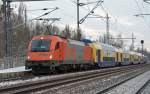 Im Zuge des ODEG-Ersatzverkehrs kam am 12.01.13 1216 901 der RTS zusammen mit 182 912 der MWB an der Doppelstockgarnitur des Metronoms zum Einsatz. Hier hat der Zug Ludwigsfelde erreicht und wird nach ca. 1 Stunde Aufenthalt wieder zurck nach Rathenow fahren.