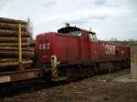 OHE 160074  WINSEN  (MaK 1600BB) mit einem Holzzug in Arnsberg. (Aufnahme: 01.04.08)