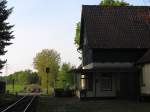 Bahnhof Wietzendorf (Ost Hannoversche Eisenbahn) an die Gterstrecke Beckedorf-Soltau in Abendlicht am 5-5-2011.