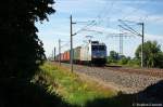 185 538-6 TX Logistik AG im Dienst fr die OHE mit Containerzug in Vietznitz Richtung Paulinenaue unterwegs.