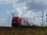 270 082 (ER20) fhrt am 30.07.13 mit leeren Holzwagen aus Richtung Seelze nach Wunstorf.