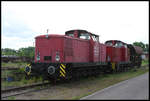 Lokomotiven 10 und 02 der PBSV Verkehrs GmbH am 17.5.2007 im Hafen Magdeburg.