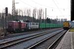 PBSV 20 + DP 57 und V150.01 der SGL begegnen sich im Bf Hochstadt-Marktzeuln am 23.03.2010