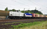 PRESS 203 051-8 und 203 052-7 in Doppeltraktion mit Innofreight-Container, unterwegs in Richtung Lüneburg.