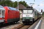 Am Ziel angekommen - DPE 1822 - Einfahrt mit Zuglok 145 023-6 Press am 06.06.2020 im Ostseebad Binz auf Rügen.