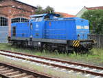Am 23.August 2020 stand die PRESS 293 021 noch am Lokschuppen in Bergen/Rügen.