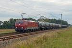 189 800 der Press schleppte am 29.09.20 einen Kesselwagenzug durch Jütrichau Richtung Magdeburg.