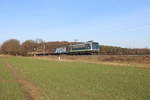 IntEgro/Press 155 175 zieht am 20.02.2020 einen gemischten Güterzug durch Poggenhagen gen Wunstorf.