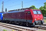 Eisenbahnbau- und Betriebsgesellschaft Pressnitztalbahn mbH, Jöhstadt (PRESS) mit ihrer  189 800-6  [NVR-Nummer: 91 80 6189 800-6 D-PRESS] und zwei weiteren PRESS Loks am 01.06.23 neben den Bahnhof Stendal abgestellt.
