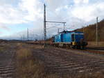 Mit einem Bauzug stand die PRESS 293 046,am 18.November 2016,abgestellt auf dem Kreuzungs-und Überholgleis in Lietzow.