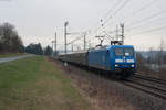 145 030-7 mit dem MRB Ersatzzug als RE26983 nach Dresden Hbf bei Hof, 09.12.2016