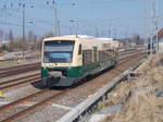 PRESS VT650 032 im Einfahrbereich von Bergen/Rügen am 09.April 2018.