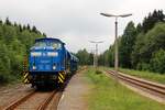 346 020-3 (345 213-3) der Press fuhr am 13.06.18 leere Schotterwaggons von Zwickau/Sachs.