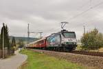 145 023 (Press) fuhr mit dem Städteexpess aus Sonneberg am 01.11.19 durch Schöps.