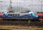 145 030-7  20 Jahre Press stand am 24.02.2023 im Rostocker Hbf abgestellt 