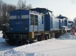 Gleich drei PRESS-Loks 204 011,363 028 und 312 002 standen,am 05.Februar 2010 in Putbus.