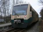 Eine Stunde und zehn Minuten lang steht der PRESS VT650 032,im Winterfahrplan,in Lauterbach Mole,bevor es wieder zurck nach Bergen/Rgen geht.Auch am 22.Januar 2012 stand der Triebwagen solange in