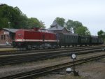 Einen Tag vor dem Bahnhofsfest,am 19.und 20.Mai 2012,kam die PRESS 112 565 zusammen mit der 91 134 und dem Schweriner Traditionszug nach Rgen.Aufnahme am 18.Mai 2012 in Putbus.