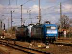 Am 14.04.2013 rangierte 145 023 und 145 030 in Stendal.