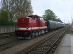 Zusammen mit 118 770 fuhr die PRESS 112 565,am 11.und 12.Mai 2013,planmig zwischen Bergen/Rgen und Lauterbach Mole.Hier stand der Zug am Sonntagmorgen(12.Mai) in Bergen/Rgen.