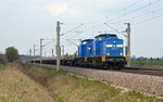 204 031 beförderte am 09.04.16 zusammen mit ihrer Schwester 204 009 einen Schwellenzug durch Zschortau Richtung Leipzig.