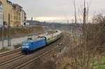 Aufgrund der vielen Triebwagenausfälle bei der MRB, fuhr die Press 145 030 einige Umläufe.