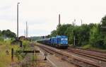 204 044-6 und 204 010-6 fuhren am 29.07.17 einen Schotterzug durch Plauen/V. unterer Bahnhof nach Greiz.