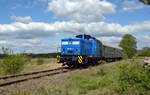 346 001 der Press unternahm am 05.05.19 Sonderfahrten zwischen Ferropolis (bei Gräfenhainichen) und Burgkemnitz.