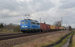 140 017 (140 806) der Press führte am 04.02.20 einen Containerzug für Metrans durch Jeßnitz Richtung Bitterfeld.