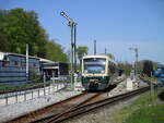 PRESS 650 032 verließ,am 03.Mai 2024,den Bahnhof Putbus in Richtung Lauterbach Mole.