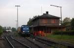 204 005 (92 80 1 203 350-4 D-PRESS) der PRESS mit Bauzug (Schotterreinigungsmaschien) in Hirschau am 12.05.2011 (Strecke Amberg-Schnaittenbach)