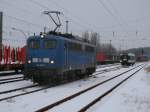 Am 27.Januar 2013 setzte sich die PRESS 140 037,in Bergen/Rgen,vor dem IntEgro Wagen ABomz 55 80 30-33 750-2.