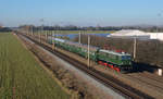 Die PRESS unternahm am 04.02.17 einen Betriebsausflug. Mit 242 001 fuhr man von Leipzig nach Dresden; hier rollt der Sonderzug durch Borsdorf.